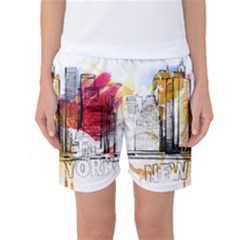 New York City Skyline Vector Illustration Women s Basketball Shorts by Mog4mog4