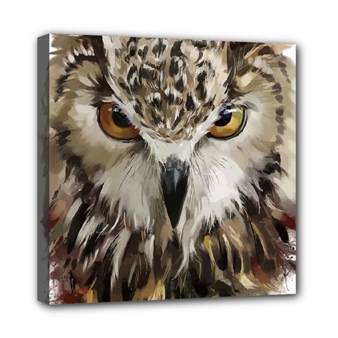 Vector Hand Painted Owl Mini Canvas 8  X 8  (stretched) by Mog4mog4