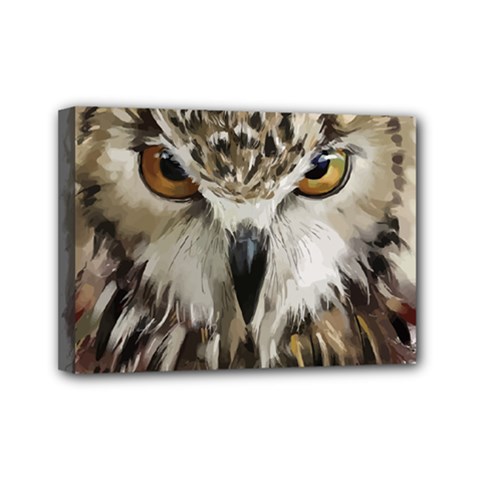Vector Hand Painted Owl Mini Canvas 7  X 5  (stretched)