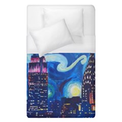 Starry Night In New York Van Gogh Manhattan Chrysler Building And Empire State Building Duvet Cover (single Size) by Mog4mog4