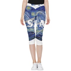 Vincent Van Gogh Starry Night Art Painting Planet Galaxy Inside Out Lightweight Velour Capri Leggings  by Mog4mog4