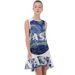 Vincent Van Gogh Starry Night Art Painting Planet Galaxy Frill Swing Dress by Mog4mog4