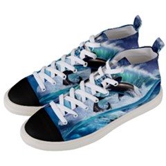 Orca Wave Water Underwater Men s Mid-top Canvas Sneakers by Mog4mog4