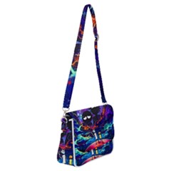 Cartoon Parody In Outer Space Shoulder Bag With Back Zipper by Mog4mog4