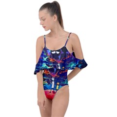 Cartoon Parody In Outer Space Drape Piece Swimsuit by Mog4mog4