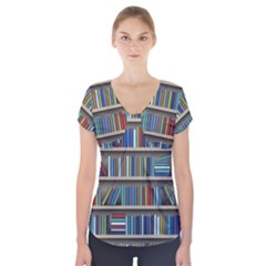 Bookshelf Short Sleeve Front Detail Top by Mog4mog4