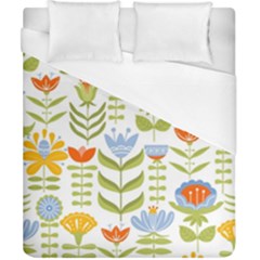 Seamless Pattern With Various Flowers Leaves Folk Motif Duvet Cover (california King Size)