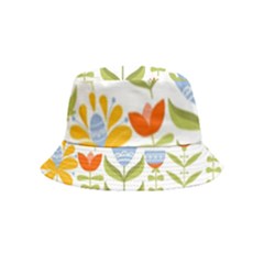 Seamless Pattern With Various Flowers Leaves Folk Motif Inside Out Bucket Hat (kids) by Mog4mog4