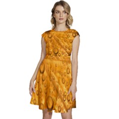 Lime Water Bubbles Macro Light Detail Background Cap Sleeve High Waist Dress by Mog4mog4