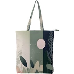 Spring Floral Plants Foliage Minimal Minimalist Double Zip Up Tote Bag