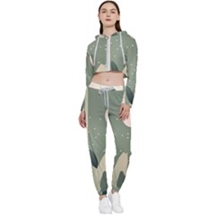 Spring Floral Plants Foliage Minimal Minimalist Cropped Zip Up Lounge Set by Mog4mog4