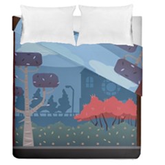 Town Vector Illustration Illustrator City Urban Duvet Cover Double Side (queen Size) by Mog4mog4