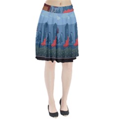 Town Vector Illustration Illustrator City Urban Pleated Skirt by Mog4mog4