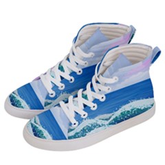 Illustration Landscape Sea Ocean Waves Beach Blue Women s Hi-top Skate Sneakers by Mog4mog4