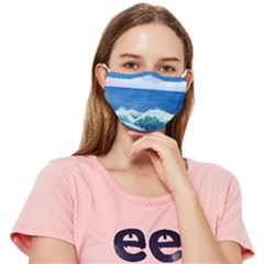 Illustration Landscape Sea Ocean Waves Beach Blue Fitted Cloth Face Mask (adult) by Mog4mog4