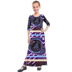 Abstract Sphere Room 3d Design Shape Circle Kids  Quarter Sleeve Maxi Dress