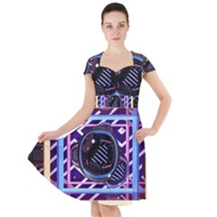 Abstract Sphere Room 3d Design Shape Circle Cap Sleeve Midi Dress