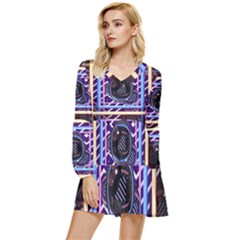 Abstract Sphere Room 3d Design Shape Circle Tiered Long Sleeve Mini Dress