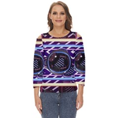 Abstract Sphere Room 3d Design Shape Circle Cut Out Wide Sleeve Top