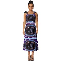 Abstract Sphere Room 3d Design Shape Circle Tie-strap Tiered Midi Chiffon Dress