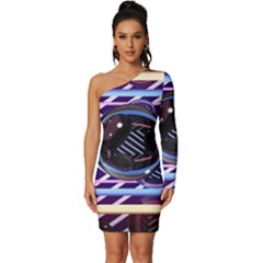 Abstract Sphere Room 3d Design Shape Circle Long Sleeve One Shoulder Mini Dress by Mog4mog4