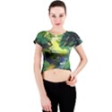 Landscape Illustration Nature Forest River Water Crew Neck Crop Top View1