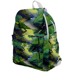 Landscape Illustration Nature Forest River Water Top Flap Backpack