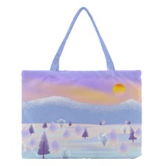 Vector Winter Landscape Sunset Evening Snow Medium Tote Bag by Mog4mog4