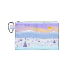 Vector Winter Landscape Sunset Evening Snow Canvas Cosmetic Bag (small) by Mog4mog4