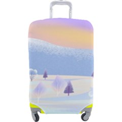 Vector Winter Landscape Sunset Evening Snow Luggage Cover (large) by Mog4mog4