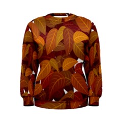 Watercolor Leaves Leaf Orange Women s Sweatshirt by Bakwanart