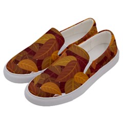 Watercolor Leaves Leaf Orange Men s Canvas Slip Ons by Bakwanart