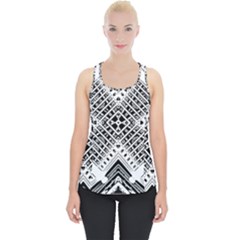 Black And White Modern Texture Seamless Print Fabric Pattern Piece Up Tank Top