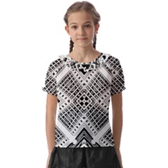 Black And White Modern Texture Seamless Print Fabric Pattern Kids  Frill Chiffon Blouse