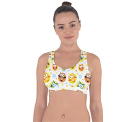 Owl Bird Cartoon Cross String Back Sports Bra by Bakwanart