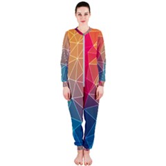 Multicolored Geometric Origami Idea Pattern Onepiece Jumpsuit (ladies) by Bakwanart