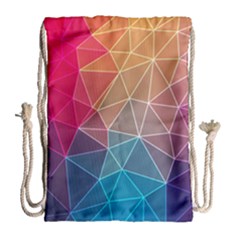 Multicolored Geometric Origami Idea Pattern Drawstring Bag (large) by Bakwanart