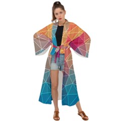 Multicolored Geometric Origami Idea Pattern Maxi Kimono
