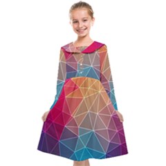 Multicolored Geometric Origami Idea Pattern Kids  Midi Sailor Dress by Bakwanart