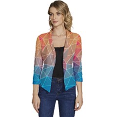 Multicolored Geometric Origami Idea Pattern Women s Casual 3/4 Sleeve Spring Jacket by Bakwanart