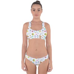 Summer Pattern Colorful Drawing Doodle Cross Back Hipster Bikini Set