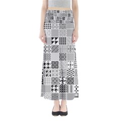 Black And White Geometric Patterns Full Length Maxi Skirt by Bakwanart