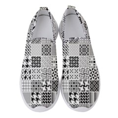 Black And White Geometric Patterns Women s Slip On Sneakers by Bakwanart