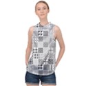 Black And White Geometric Patterns High Neck Satin Top View1