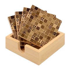 Black And White Geometric Patterns Bamboo Coaster Set