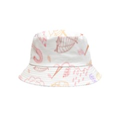 Weather Umbrella Rain Cloud Seamless Doodle Pattern Inside Out Bucket Hat (kids) by Bakwanart