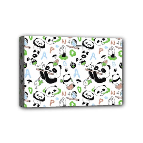 Giant Panda Bear Pattern Mini Canvas 6  X 4  (stretched) by Bakwanart