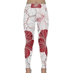 Red Hibiscus Flowers Art Classic Yoga Leggings by Bakwanart