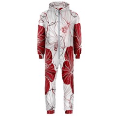 Red Hibiscus Flowers Art Hooded Jumpsuit (men) by Bakwanart