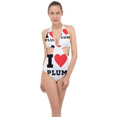 I Love Plum Halter Front Plunge Swimsuit by ilovewhateva